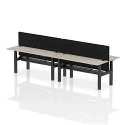 Image of Air B2B 1800x600mm Adjustable 4P Bench Desk CP Grey Oak/Black + Screen