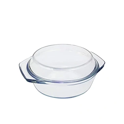 Image of Small Casserole Dish with Lid, 0.65L 15cm, Individual Glass for One, Microwaveable, Oven Proof