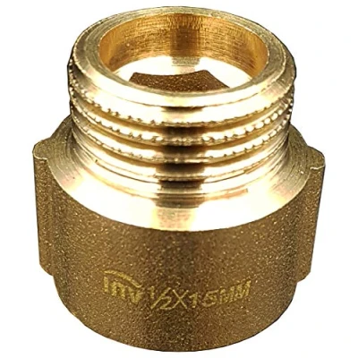 Image of Invena 1/2&quot; BSP (15mm) Pipe Thread Extension Female x Male Cast Iron Brass 15mm long