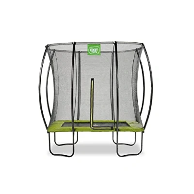 Image of EXIT Toys Silhouette Trampoline 5x7ft Compact Rectangular Outdoor for Toddlers and Kids Includes Safety Net Feet System Competitively Priced Safe Entry Green