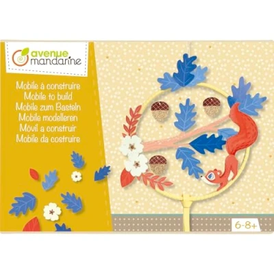 Image of Avenue Mandarine Ref CO170C Activity Box Squirrel Mobile to Build Pre Cut 350gsm Paper Elements, Glitter Supplied with Full Instructions, Suitable for Ages 6 8+
