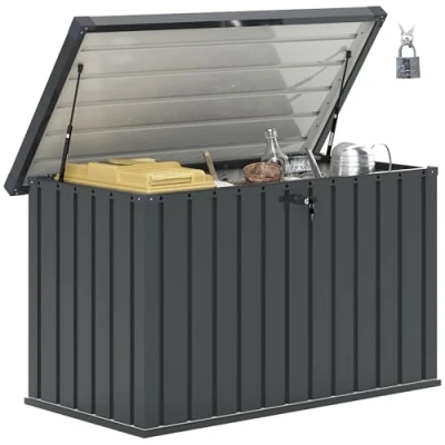 Image of Outsunny 400L Waterproof Metal Outdoor Storage Box with Lock and Keys