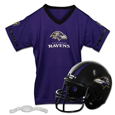 Image of Franklin Sports NFL Kids Football Helmet + Jersey Sets Youth Team Uniform Perfect Costume Set Includes Helmet, Chinstrap Medium