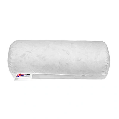 Image of HOMESCAPES Duck Feather Bolster Cushion Pad 45 x 20 cm (18 8) Inner Insert Filler with 100% Cotton Down Proof Cover Machine Washable