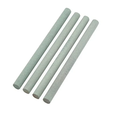 Image of sourcingmap Green Abrasives Round Rod Sharpening Grinding Oil Stone Whetstone 4 Pcs