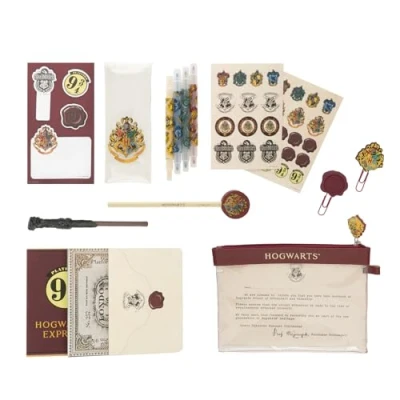 Image of Grupo Erik Harry Potter Stationery Set Pencil Case with A6 Notebooks, Highlighters, Sticky Notes, Paper Clips, Stickers, Pen, Gifts Merchandise