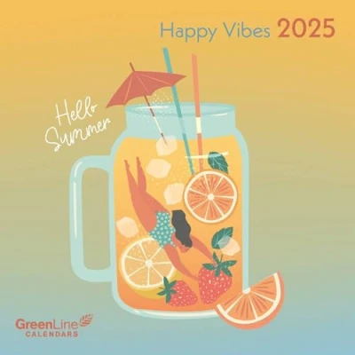 Image of GreenLine Happy Vibes 2025 Wand Kalender Broschüren 30x30 30x60 geöffnet