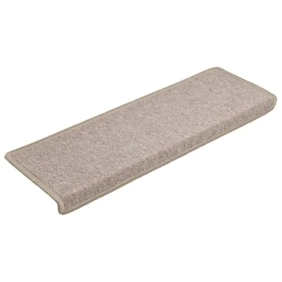 Image of vidaXL Carpet Stair Treads Set of 15 Taupe 100% PP Tufted Noise Damping Non slip Washable and Foldable