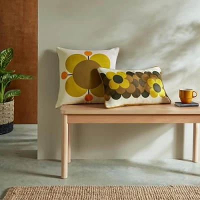 Image of Orla Kiely Cushion Atomic Flower Primrose 100% Cotton 45cm x