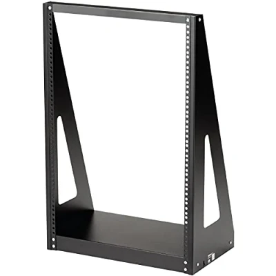 Image of StarTech.com 2 Post 16U Heavy Duty Desktop Server Rack, Small Open Frame 19in Computer Compact Network Rack for AV / Studio Data IT Equipment, Two Home/Office TAA (2POSTRACK16)
