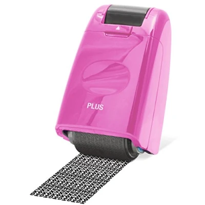 Image of PLUS JAPAN, Guard Your ID Camouflage Roller Stamp in Pink, 1 Piece Pack (1 x Stamp)