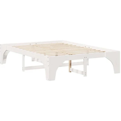 Image of vidaXL Floor Bed Frame with Storage White 140 x 200 cm Solid pine wood