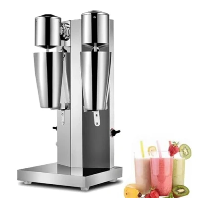 Image of WENNEWU Milkshake Maker, Machine, Electric Milk Shakers, Stainless Steel Shaker, Commercial Maker Mixer Smoothie Milk,A,Double Head