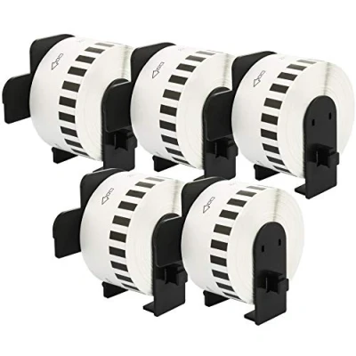 Image of 5 Compatible Rolls DK22225 DK 22225 38mm x 30.48m Continuous Address Labels for P Touch QL 500 550 560 570 700 720NW 800 810W 820NWB 1050 1060N 1100 1110NWB