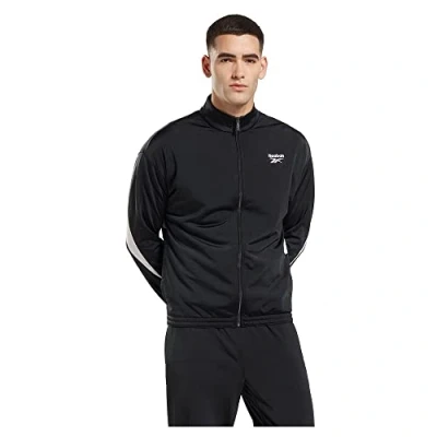 Image of Reebok Unisex Identity Vector Knit Track Top, Night Black/White, L