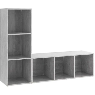 Image of vidaXL TV Cabinets 2 pcs Concrete Grey 107x35x37 cm Engineered Wood
