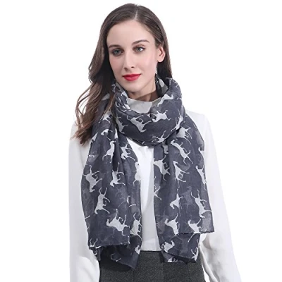 Image of Lina &amp; Lily Horse Print Women&#039;s Large Scarf Lightweight (Grey)(Size: 180 X 100 cm)