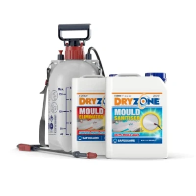 Image of Dryzone Mould Remover and Prevention Kit (2 x 5L &amp; Sprayer) The Definitive Long Term Solution to Mould. Dual Action Sanitiser Spray.