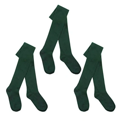 Image of 3 Pairs I.L.C.K Girls Back To School Plain Cotton Rich Tights Green 13 Years