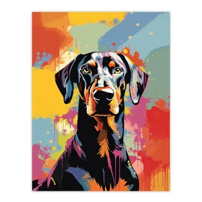 Image of Artery8 Doberman Dog Lover Gift Pet Portrait Abstract Pop Art Artwork Painting Extra Large XL Wall Poster Print