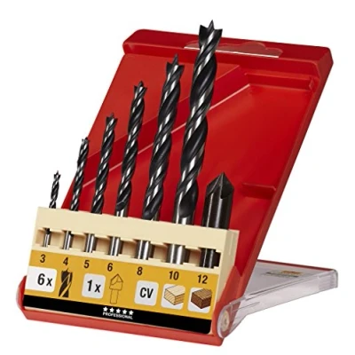 Image of kwb 7 Piece CV Wood Drill Bit Set with Countersink Precision Drilling for Hardwood and Softwood