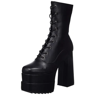 Image of LAMODA Women&#039;s Broken Record Ankle boot, Black PU, 4 UK