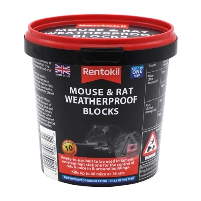 Image of Rentokil Mouse &amp; Rat Weatherproof Blocks 10 Tub