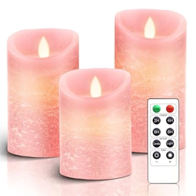 Image of AiiBowy LED Candles [Set of 3] Flameless Candle Real Wax Flickering Dimmable with Remote Control Christmas Flames 4 inches / 5 6 Inch Table Decoration Living Room