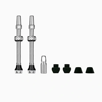 Image of Muc Off 20168 Silver Tubeless Presta Valves, 44mm Premium No Leak Bicycle Valves With Integrated Valve Core Removal Tool