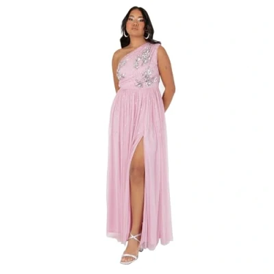 Image of Maya Deluxe Women&#039;s Ladies Maxi Dress One Shoulder Sleeveless Sequin Embellished Floral Tulle A line for Occasion Prom Ball Gown Cherry Blossom 12