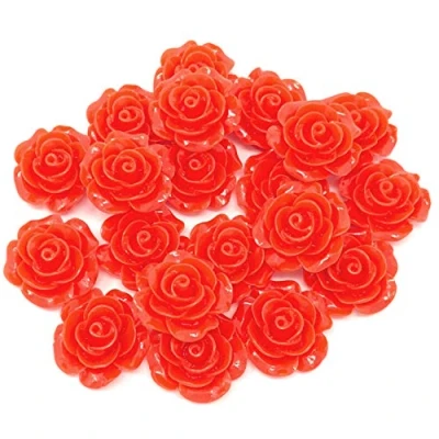 Image of Wedding Touches 20x Red 20mm Resin Rose Shabby Chic Flatbacks Craft Cardmaking Embellishments