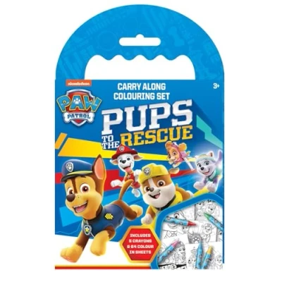Image of Paw Patrol Pups To The Rescue Colouring Sheets Set Carry Along Crayons Kids Activity Age 3+
