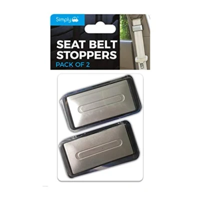 Image of Simply STOP01 Pack of 2 Plastic Seat Belt Stopper Universal Fit Easy to Use Reduced Discomfort Fully Adjustable