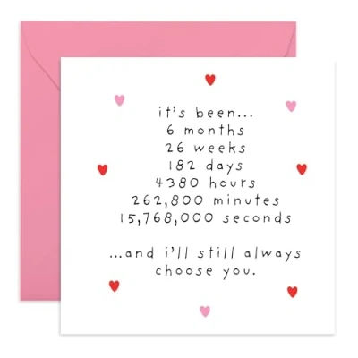Image of Central 23 6th Month Anniversary Card For Boyfriend Girlfriend Happy Cards Couple Half Year 6 Months Wife Husband Partner Fiance Love Gifts Comes With Stickers