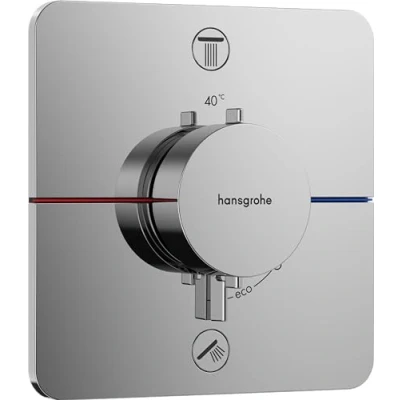 Image of hansgrohe ShowerSelect Comfort Q thermostat conceiled, bathroom tap with safety stop at 40 C, for showers and bath tubs, shower mixer 2 functions, chrome, 15583000