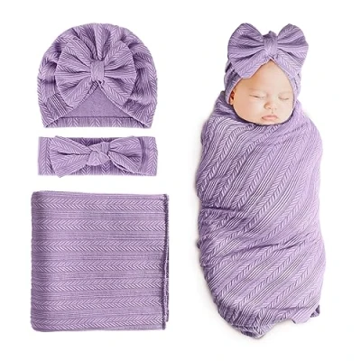 Image of DRESHOW Newborn Receiving Blanket Toddler Warm for Girls with Matching Bow Hat and Headband