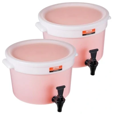 Image of VEVOR Beverage Dispenser, 3 Gallon Drink Dispensers for Parties, Plastic Juice Dispenser with Spigot and Lid, Iced Tea Lemonade Water Restaurants, Hotels, 2 Pack