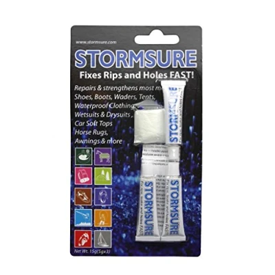 Image of 6 STORMSURE Clear Flexible Adhesive Leather Rubber Neoprene 3 x 5g S3X5