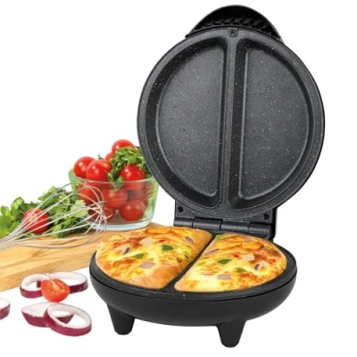 Image of Progress EK2716PH Go Healthy Dual Omelette Maker Non Stick, Twin Cooking Chambers, Compact, Easy to Use Multicooker, Little No Oil, Fluffy Omelettes/Pancakes, Indicator Lights