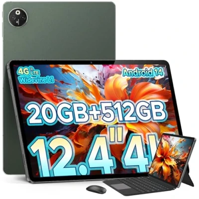 Image of DOOGEE T30 Max Tablets 12+ inch Android 14 Tablet, 20GB+512GB ROM/2TB TF, 4K 2.2GHz G99 Octa core, 10800mAh Battery 33W Fast Charging, with Sim Card Slot, 2.4G/5G WiFi, Green