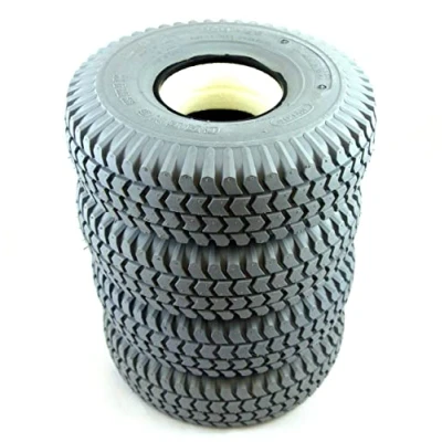 Image of 1 Set of Four 3.00 4 Grey Solid Block Mobility Scooter Tyres (260x85)(300x4)