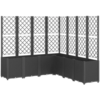 Image of vidaXL Garden Planter with Trellis Black 160x160x140 cm PP