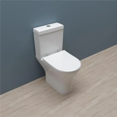 Image of Bathroom Close Coupled Toilet Slim Soft Seat WC Pan Cistern