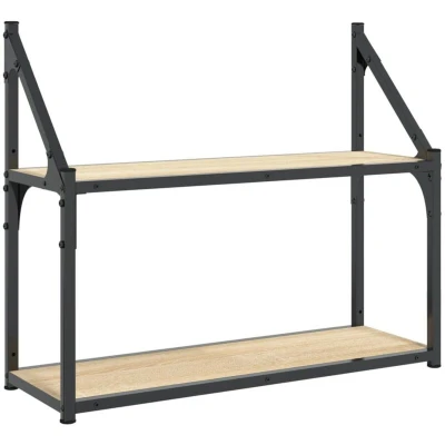 Image of vidaXL 2 Tier Wall Shelf Sonoma Oak 60x21x51 cm Engineered Wood