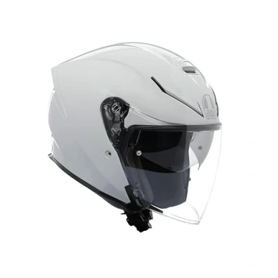Image of AGV K5 Jet EVO E2206, Unisex Motorbike Helmet, Carbon and Glass Fibre Open Face Motorcycle with Scratch Resistant Anti UV Visor, Stelvio White, XS