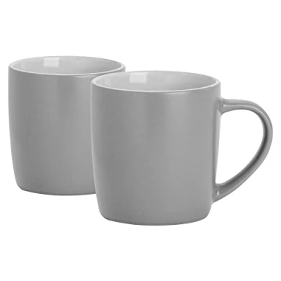 Image of 2x Grey 350ml Matt Coloured Coffee Mugs By Argon Tableware