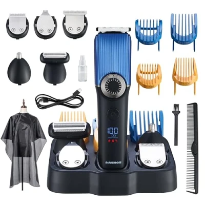 Image of BarberBoss Beard Trimmer Men, Hair Clippers Nose, Ear &amp; Grooming Set, Rechargeable, 39 Cutting Lengths, Precision Dial, Ceramic Blade, Waterproof, LED Display, QR 6082