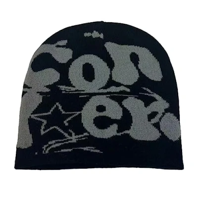Image of KLOVA Y2K Hip hop Unisex Beanie Hat Men Autumn and Winter Harajuku Style Photo Props Versatile Halloween Pile Bonnet Black