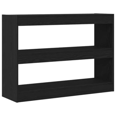 Image of vidaXL Black Oak Book Cabinet Stylish Wood Bookcase and Room Divider for Living Storage Decor