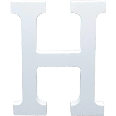 Image of White Wooden MDF Letter H Size 13cm Tall Free Standing Letters for Arts &amp; Crafts Personalized Name Decor